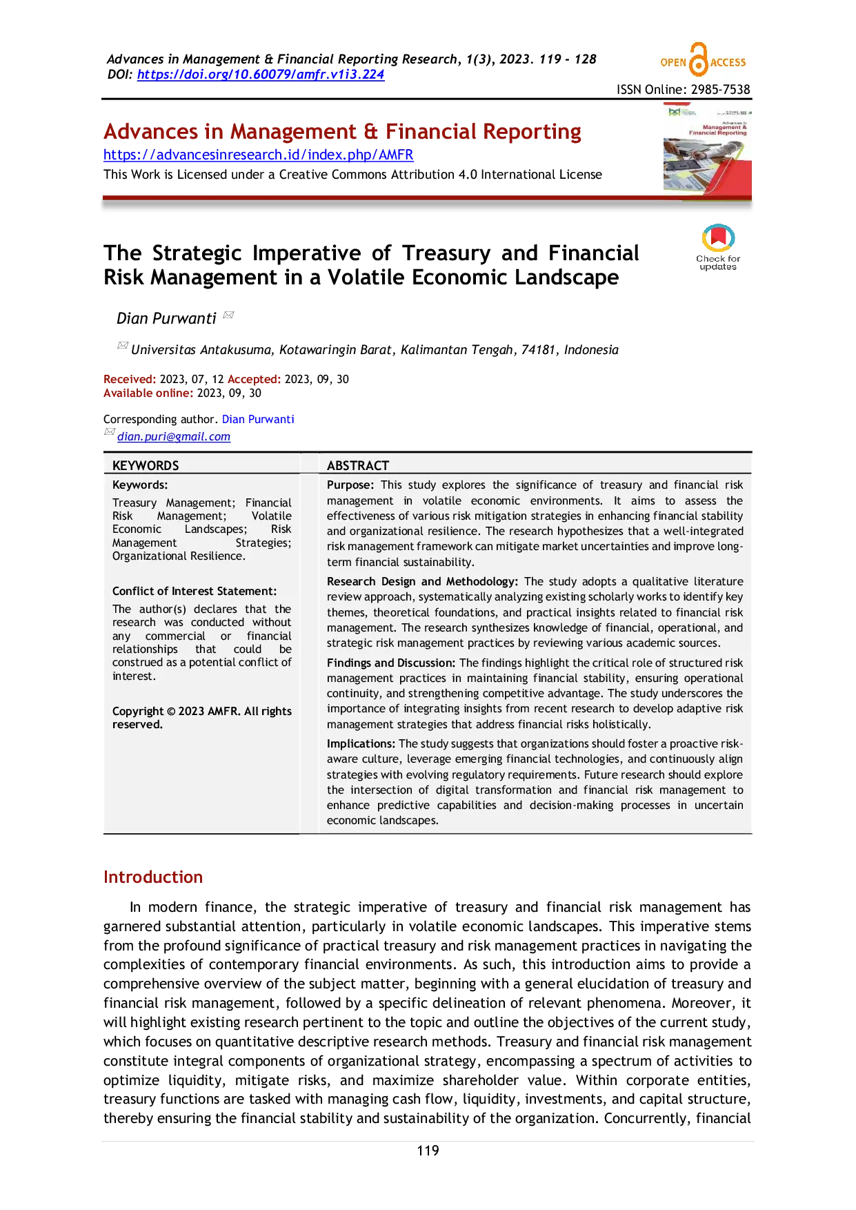 JURIS The Strategic Imperative of Treasury and Financial Risk Management in a Volatile Economic Landscape