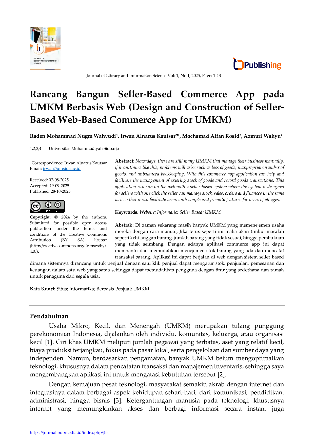 JURIS Rancang Bangun Seller Based Commerce App pada UMKM Berbasis Web