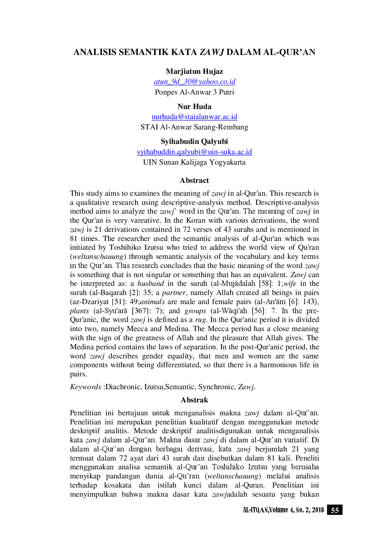 juris Analisis Semantik Kata Zawj dalam Al Qur an