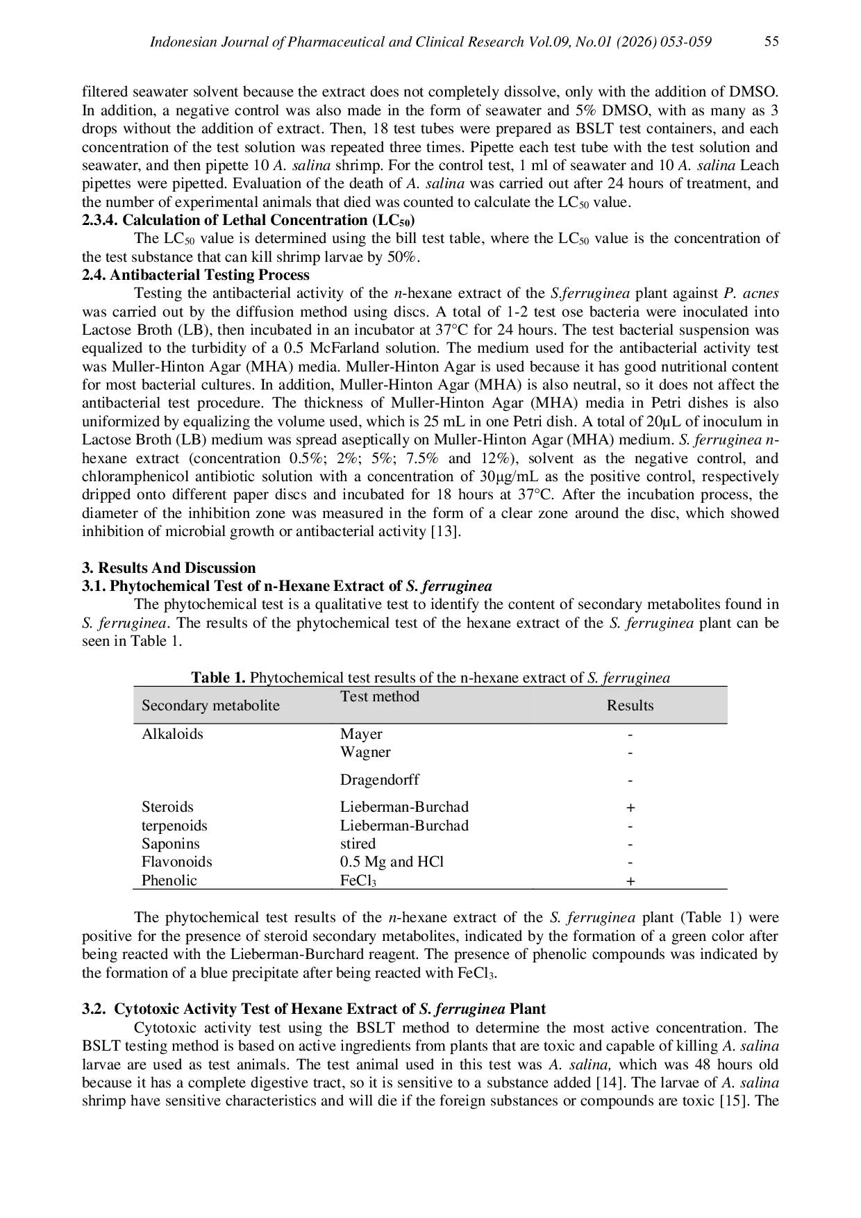 JURIS Cytotoxic and Antibacterial Activity of Hexana Plants Extract Scurrula ferruginea Jack Danser Coffee Parasite