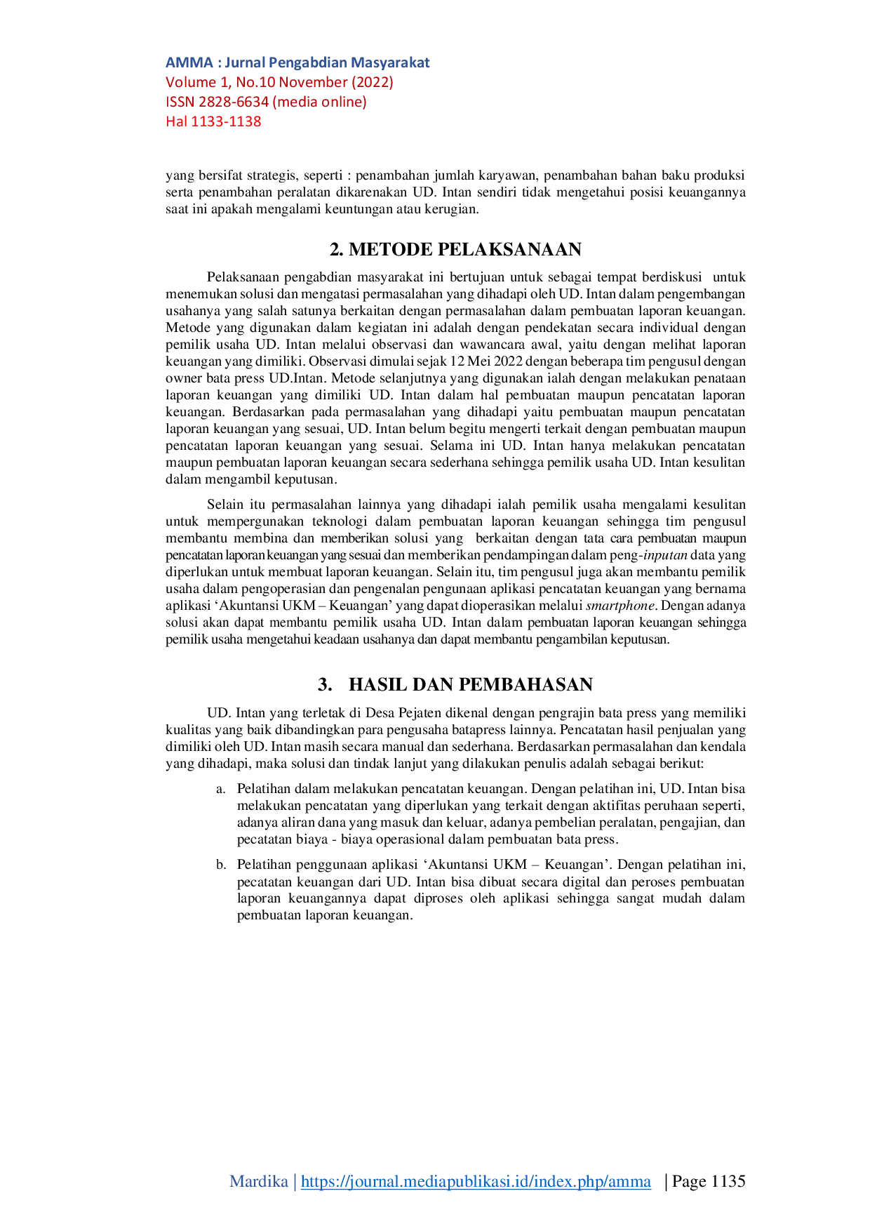 JURIS Penerapan Pencatatan Keuangan Secara Digital Pada UMKM Bata Press UD Intan Desa Pejaten Kabupaten Tabanan