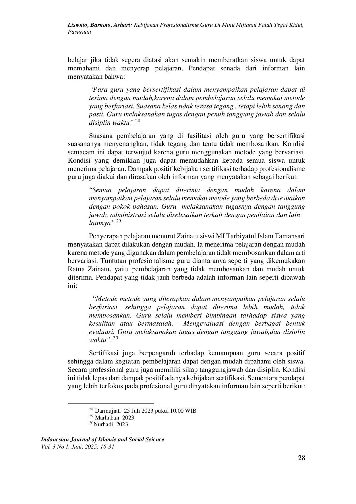 juris Kebijakan Profesionalisme Guru di Minu Miftahul Falah Tegal Kidul Pasuruan