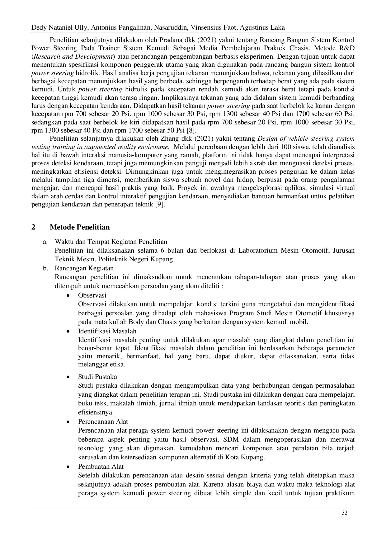 JURIS Rancang Bangun Alat Peraga Sistem Kemudi Untuk Mendukung Kegiatan Pembelajaran Pada Mata Kuliah Body Chasis Program Studi Diploma Tiga Mesin Otomotif