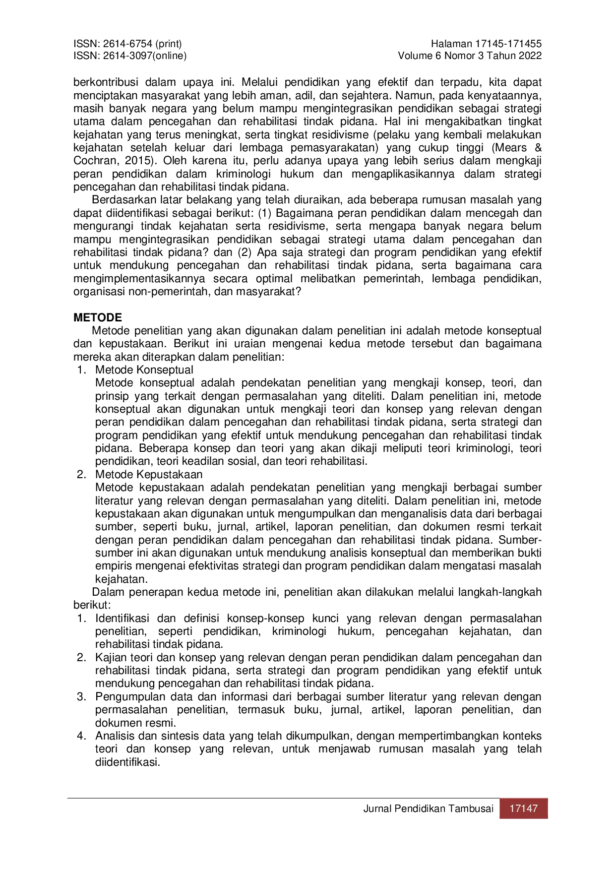 JURIS Peran Pendidikan dalam Penguatan Kriminologi Hukum Strategi Pencegahan dan Rehabilitasi Tindak Pidana