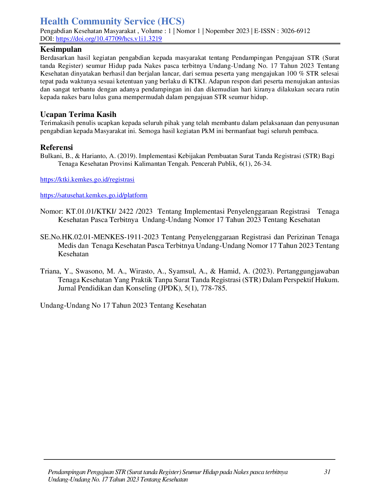juris Pendampingan Pengajuan STR Surat tanda Register Seumur Hidup pada Nakes pasca terbitnya Undang Undang No 17 Tahun 2023 Tentang Kesehatan