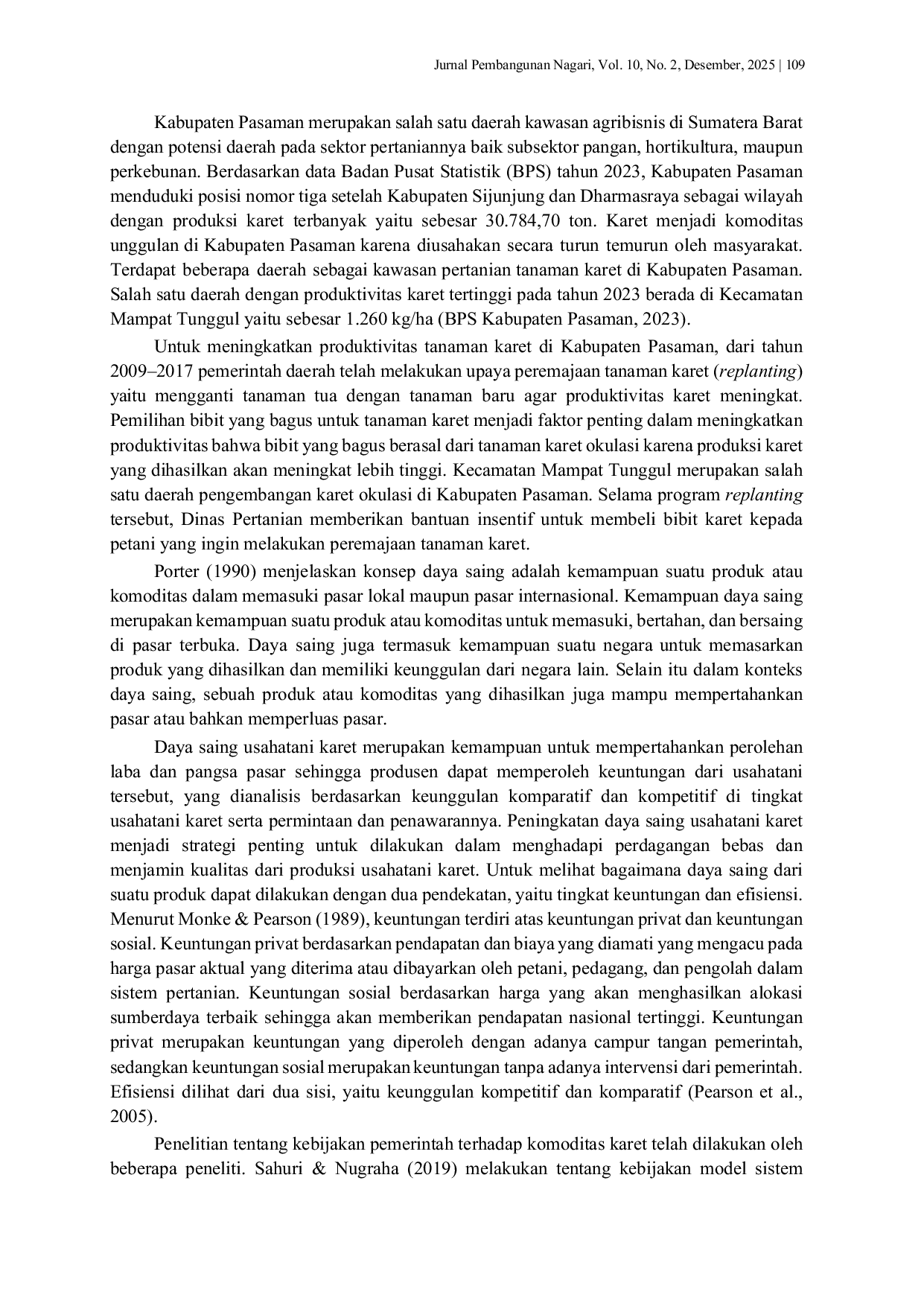 JURIS Analisis Daya Saing dan Dampak Kebijakan Pemerintah terhadap Komoditas Karet di Kabupaten Pasaman