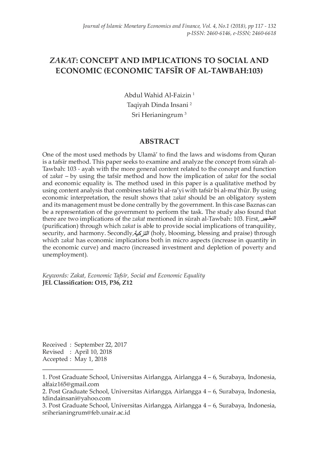 JURIS Zakat Concept and Implications to Social and Economic Economic Tafsr of Al Tawbah 103