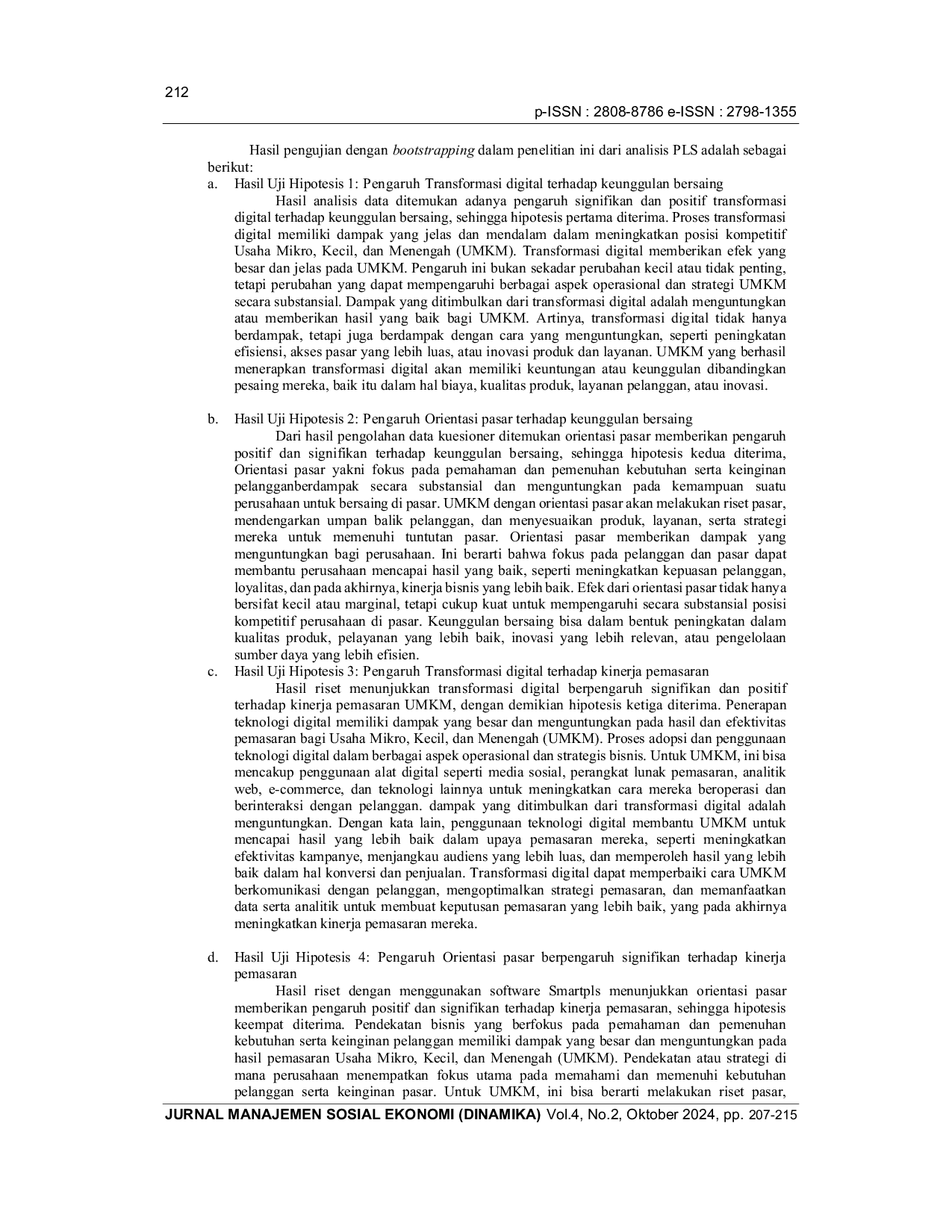 JURIS Peran Transformasi Digital dan Orientasi Pasar Dalam Mempengaruhi Keunggulan Bersaing dan Kinerja Pemasaran UMKM