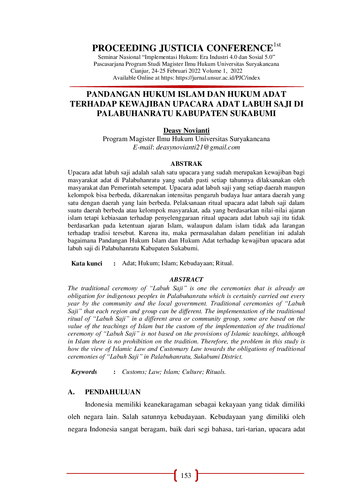 JURIS Pandangan Hukum Islam Dan Hukum Adat Terhadap Kewajiban Upacara Adat Labuh Saji Di Palabuhanratu Kabupaten Sukabumi