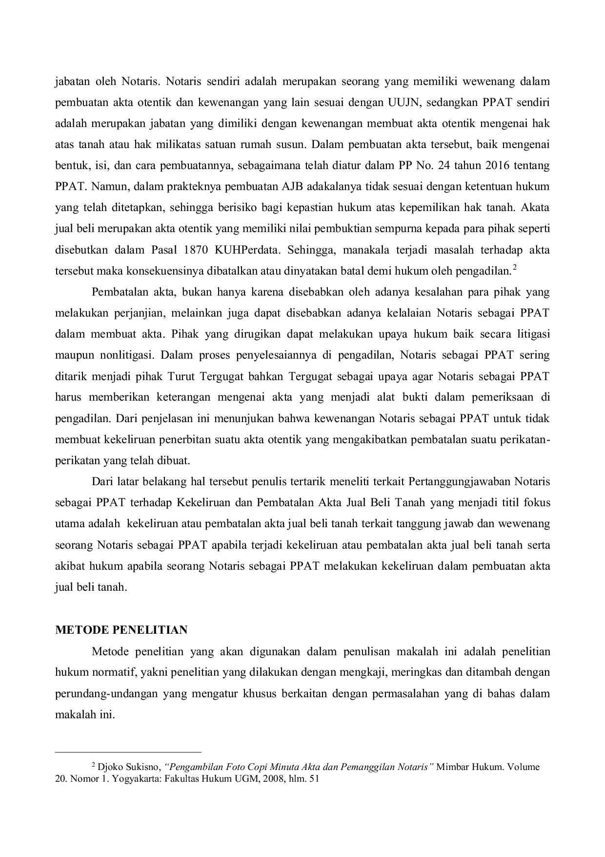 JURIS Pertanggungjawaban Notaris sebagai PPAT terhadap Kekeliruan dan Pembatalan Akta Jual Beli Tanah