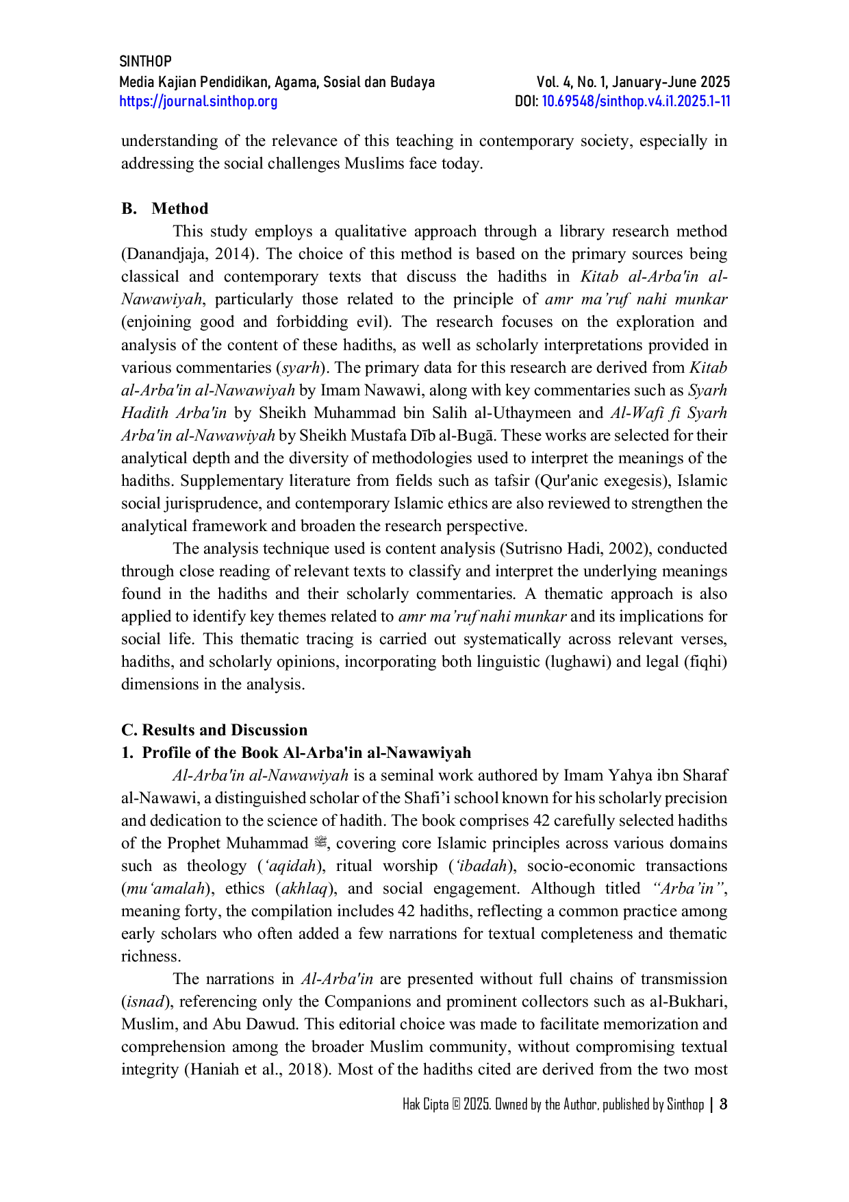 JURIS The Role of Enjoining Good and Forbidding Evil in Shaping Social Life According to the Arba in Nawawi