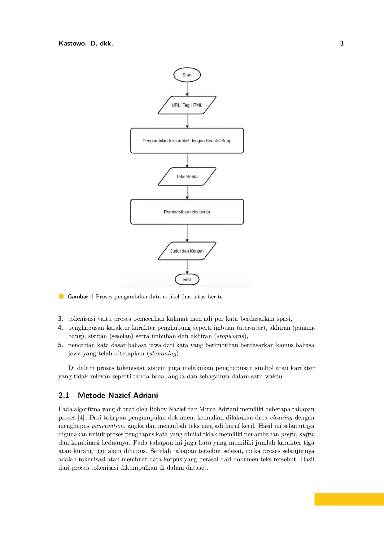JURIS Analisis Perbandingan Algoritma Nazief Adriani dan Levenshtein Distance untuk mengukur Tingkat Similaritas Berita Menggunakan Rabin Krap Studi Kasus Berita Berbahasa Jawa