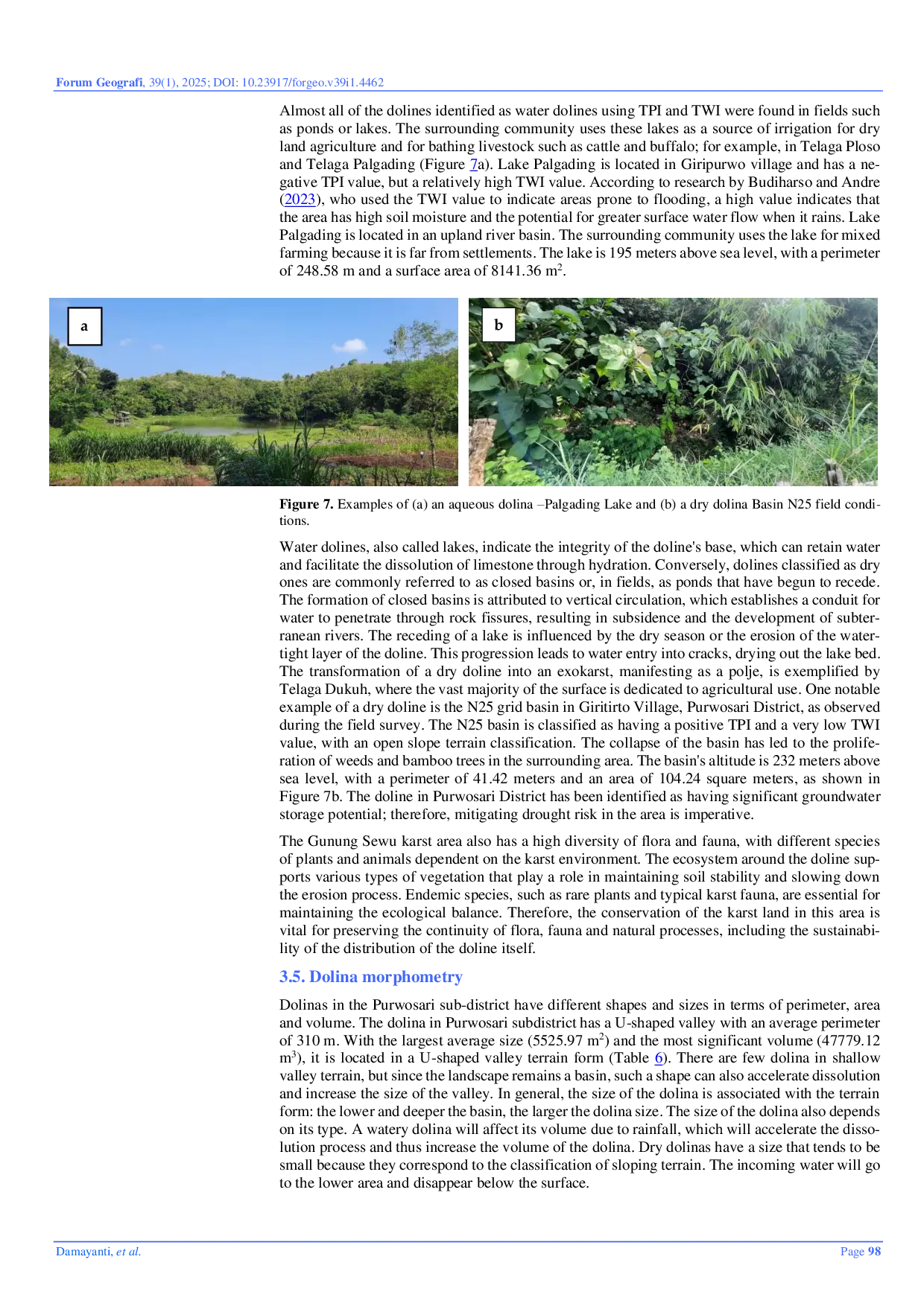 JURIS Use of the TPI and TWI Methods for Identifying Karst Dolines in Purwosari District Gunungkidul Regency Indonesia
