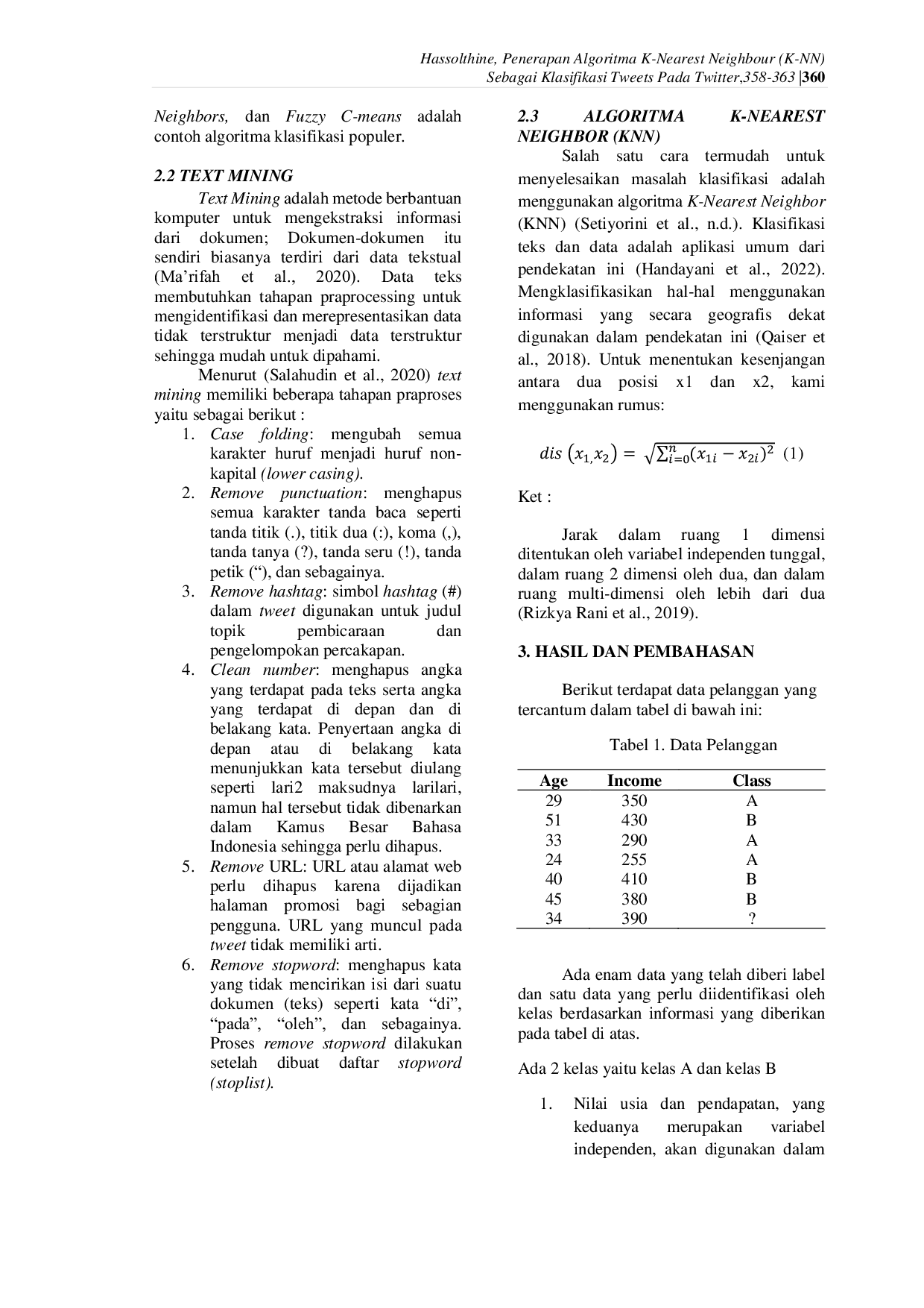 JURIS Penerapan Algoritma K Nearest Neighbour K NN Sebagai Klasifikasi Tweets Pada Twitter
