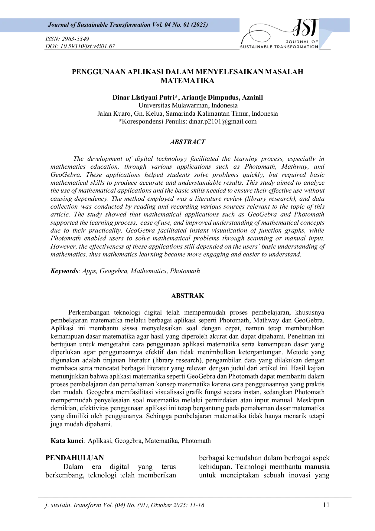 JURIS Penggunaan Aplikasi Dalam Menyelesaikan Masalah Matematika