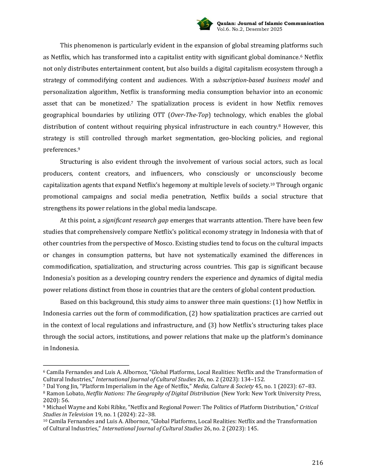 JURIS Algorithmic Dominance and Platform Capitalism A Political Economy Analysis of Netflix in Indonesia