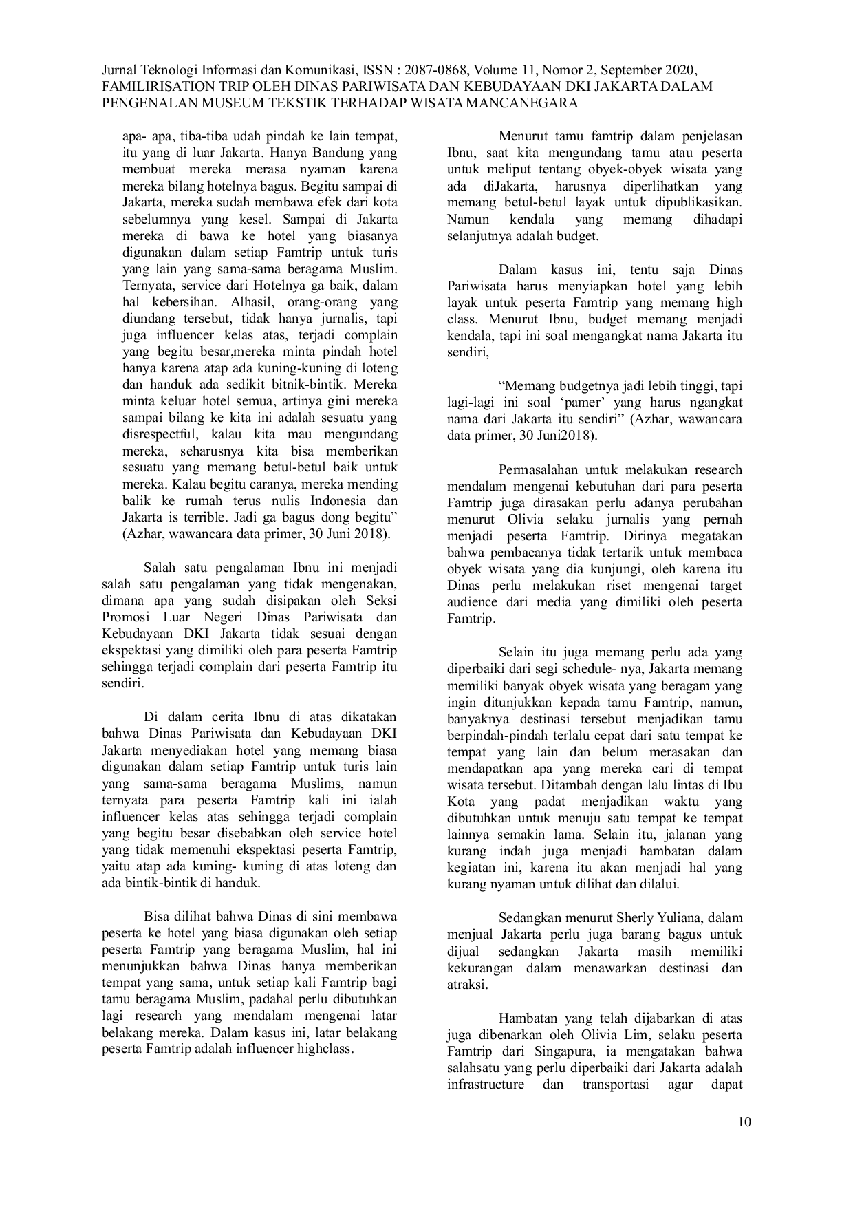 JURIS Familirization Trip Oleh Dinas Pariwisata Dan Kebudayaan DKI Jakarta Dalam Pengenalan Museum Tekstil Terhadap Wisatawan Mancanegara