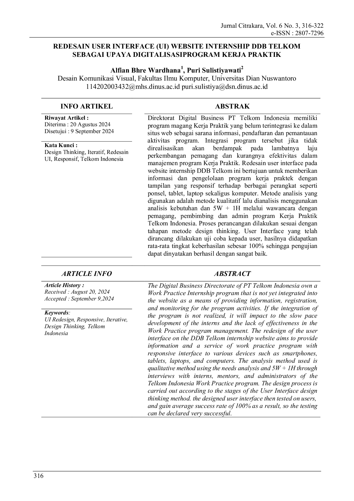JURIS Redesain User Interface UI Website Internship DDB Telkom Sebagai Upaya Digitalisasi Program Kerja Praktik