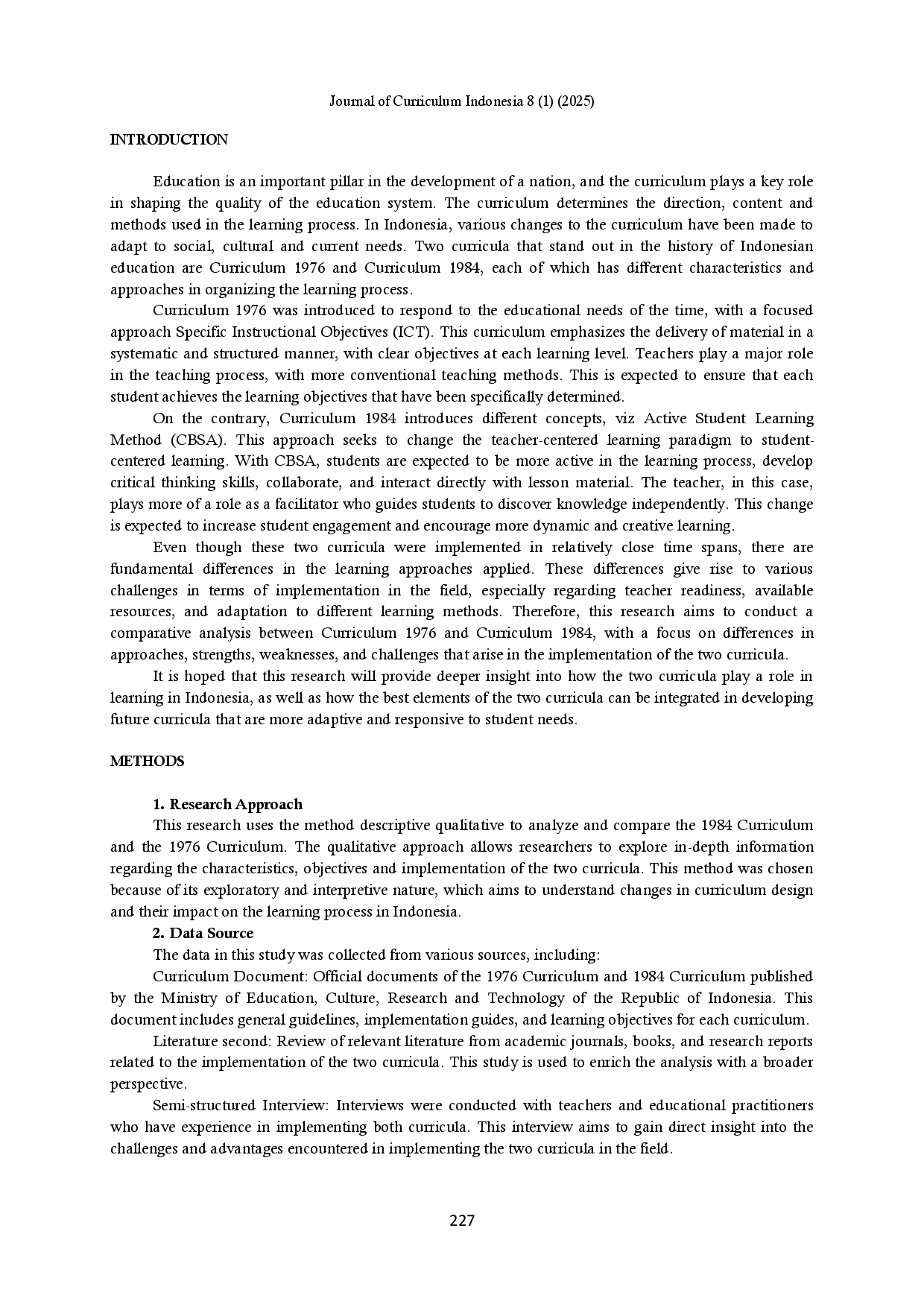 juris Analysis Of The 1984 Curriculum and The 1976 Curriculum