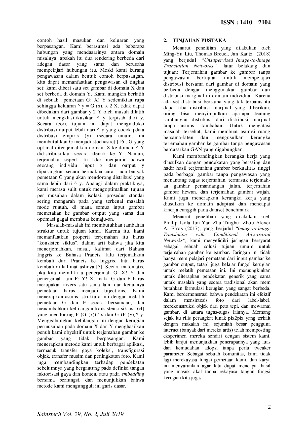 JURIS Manipulasi Gambar Menggunakan Jaringan Adversarial Siklus Konsisten