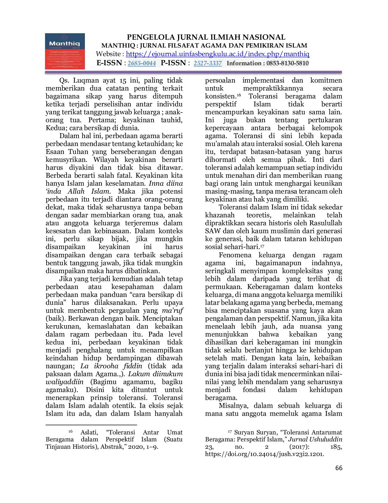 JURIS Moderasi Beragama dalam Bernegara dan Fenomena Ragam Keyakinan dalam Keluarga