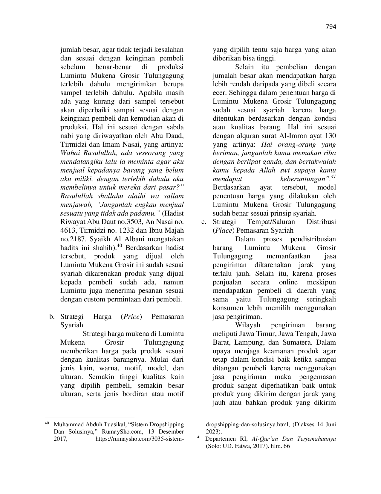 JURIS Strategi Marketing Mix Syariah untuk Bisnis Online dalam Meningkatkan Penjualan pada Lumintu Mukena Grosir Tulungagung