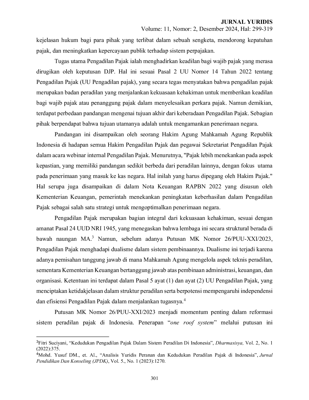 JURIS Implementasi One Roof System di Pengadilan Pajak Tantangan dan Solusi dalam Mewujudkan Perbaikan Penyelesaian Sengketa Pajak