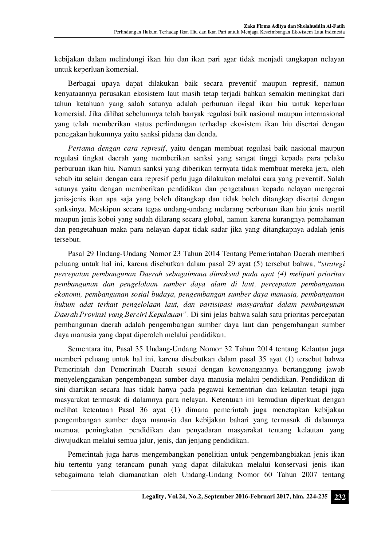 juris Perlindungan Hukum Terhadap Ikan Hiu dan Ikan Pari untuk Menjaga Keseimbangan Ekosistem Laut Indonesia