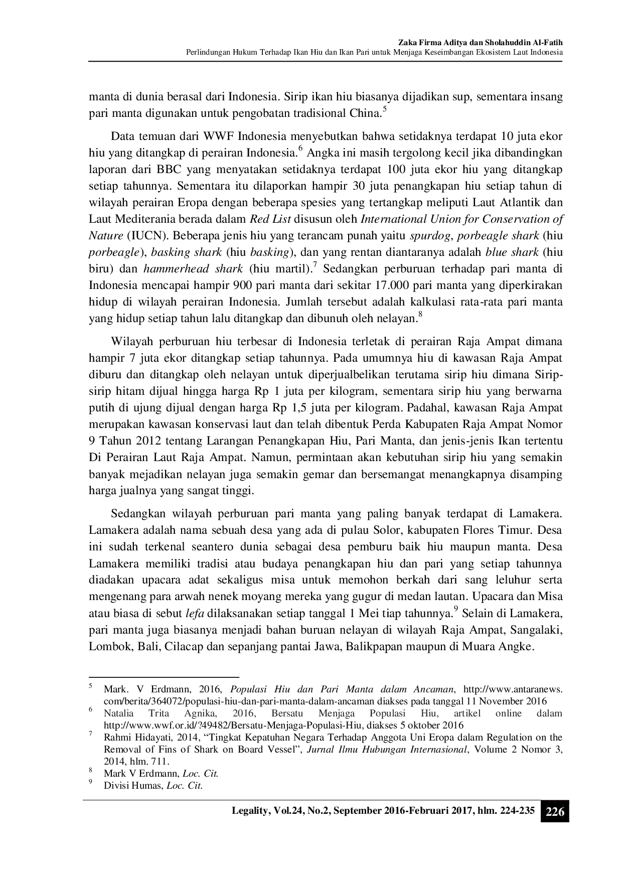 juris Perlindungan Hukum Terhadap Ikan Hiu dan Ikan Pari untuk Menjaga Keseimbangan Ekosistem Laut Indonesia