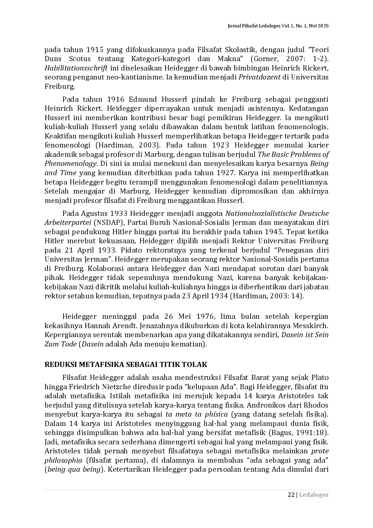juris Dasein Ada Di Dalam Dunia Merekonstruksi Eksistensi dalam Being and Time Divisi I