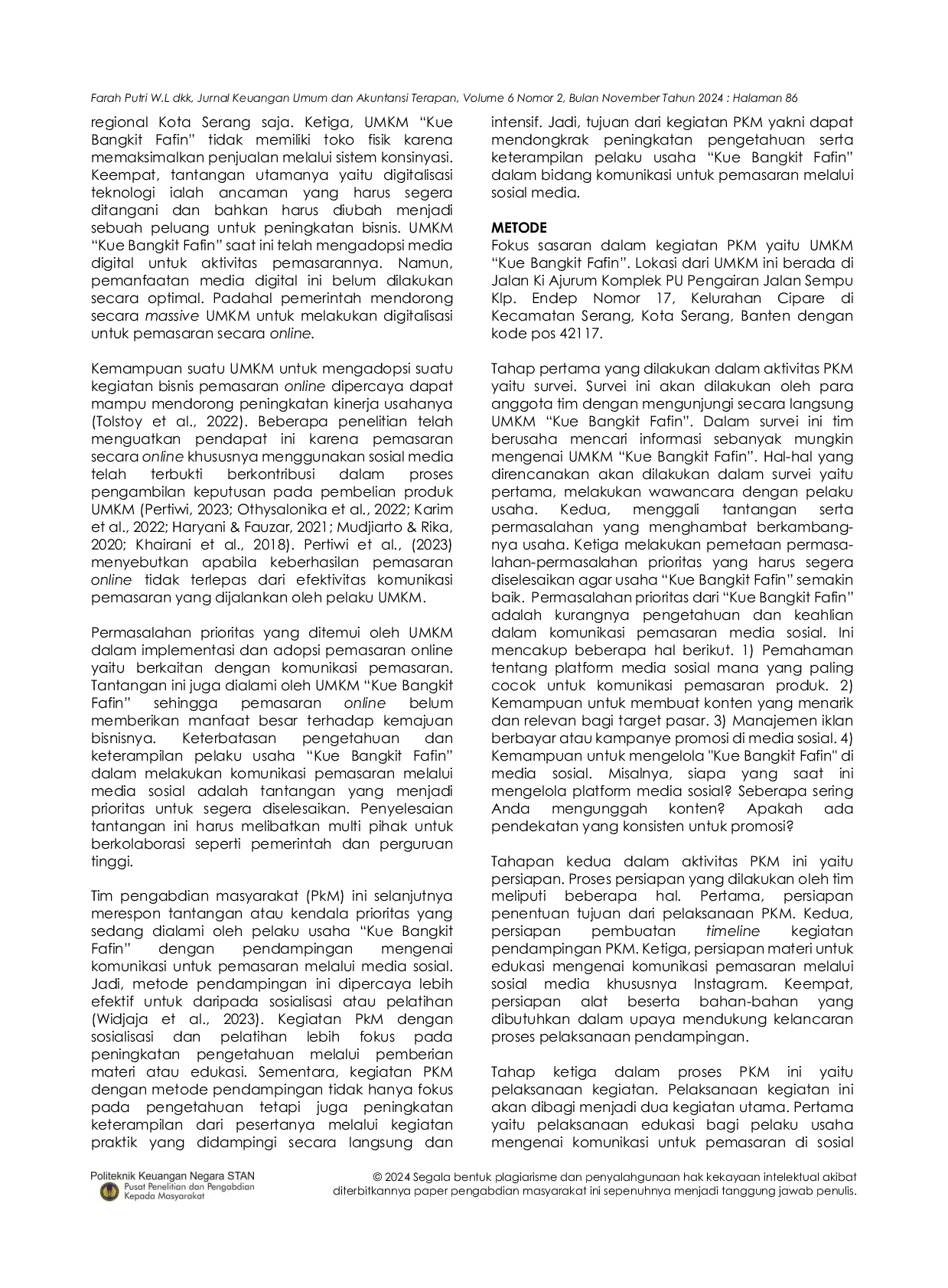 JURIS Transformasi Komunikasi Pemasaran pada UMKM Melalui Pendampingan dalam Mengelola Konten Media Sosial