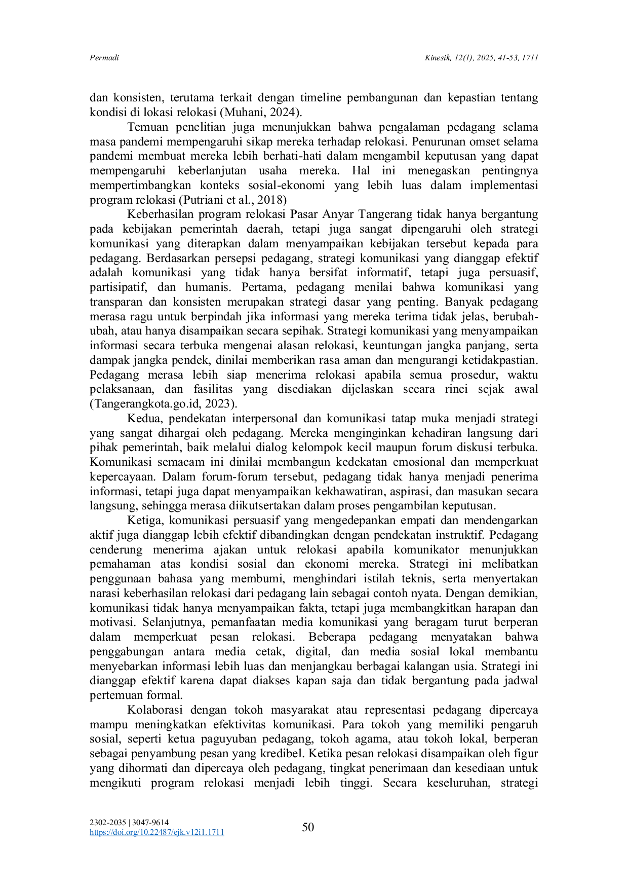 JURIS Persepsi Pedagang Terhadap Komunikasi Persuasif dalam Program Relokasi Pasar Anyar Tangerang