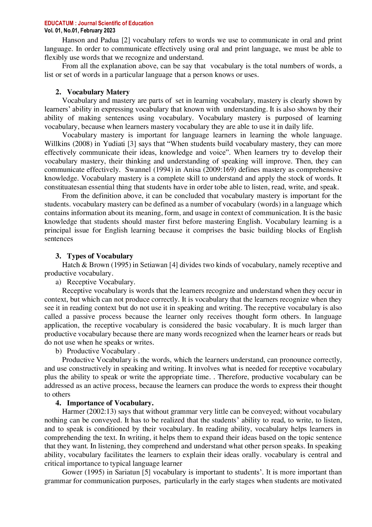 JURIS The Correlation Between Students Vocabulary Mastery And Reading Comprehension At The Second Grade Of Sma Negeri 10 Kota Ternate