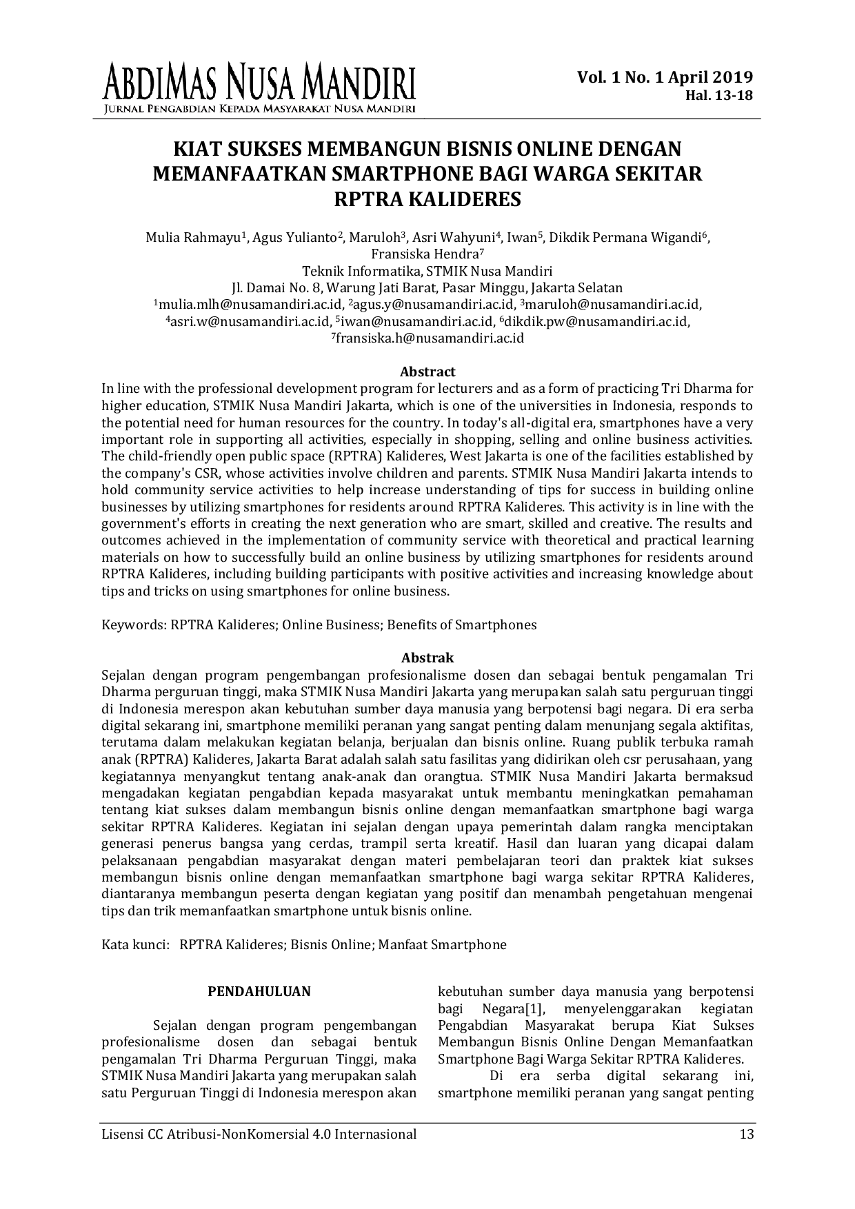 JURIS Kiat Sukses Membangun Bisnis Online Dengan Memanfaatkan Smartphone Bagi Warga Sekitar RPTRA Kalideres