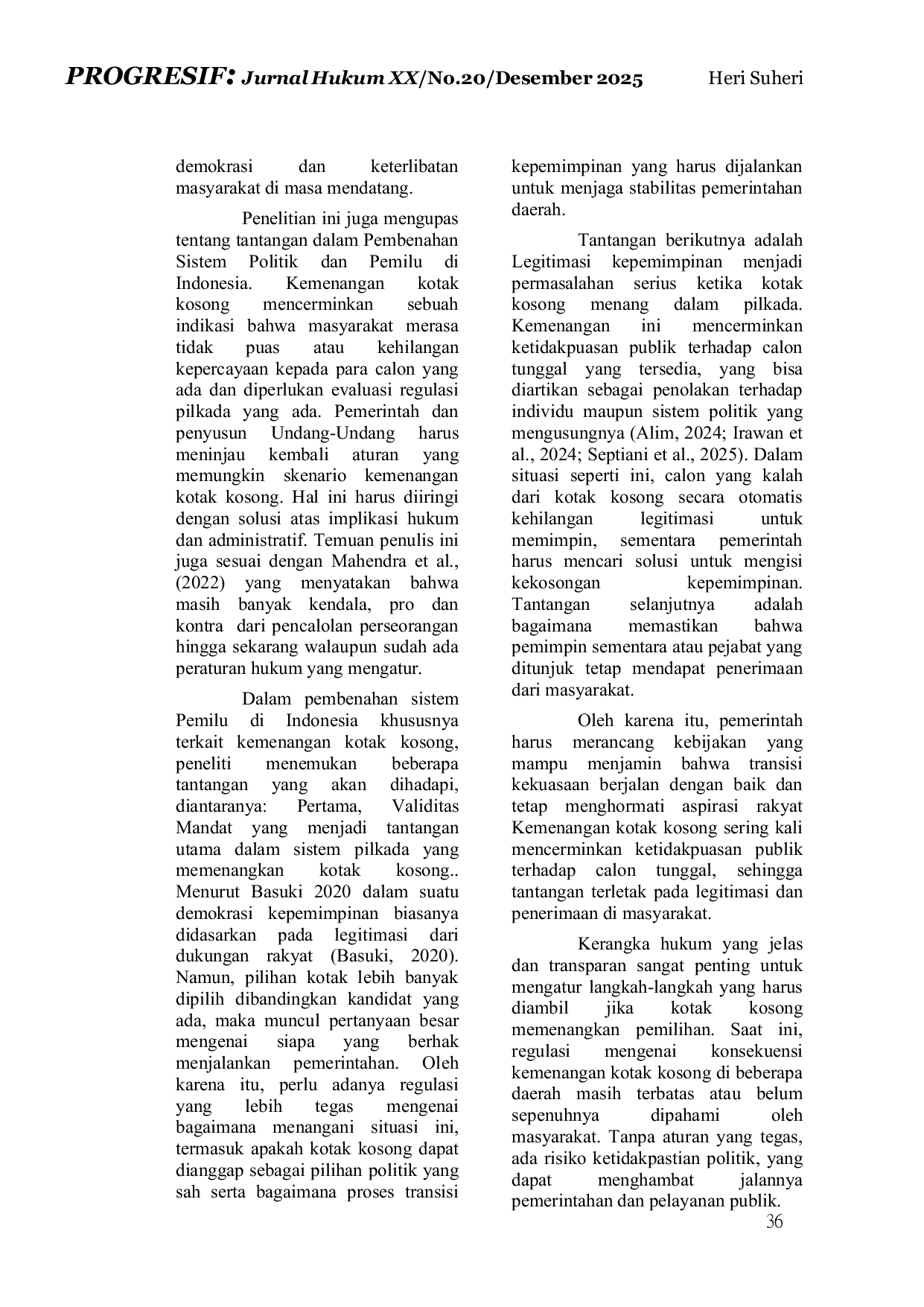 JURIS Aspek Hukum dan Konstitusionalitas Kemenangan Kotak Kosong dalam Pilkada Serentak Tahun 2024