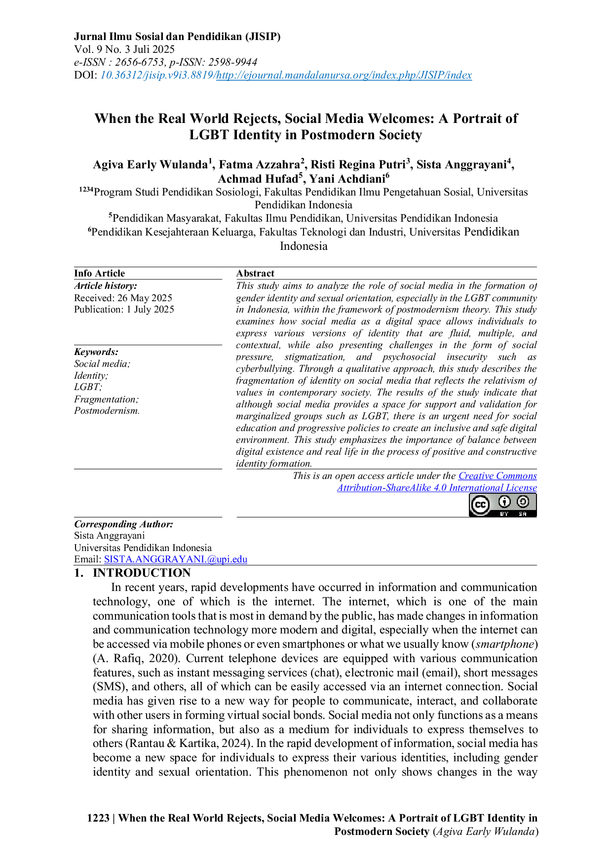 JURIS When the Real World Rejects Social Media Welcomes A Portrait of LGBT Identity in Postmodern Society