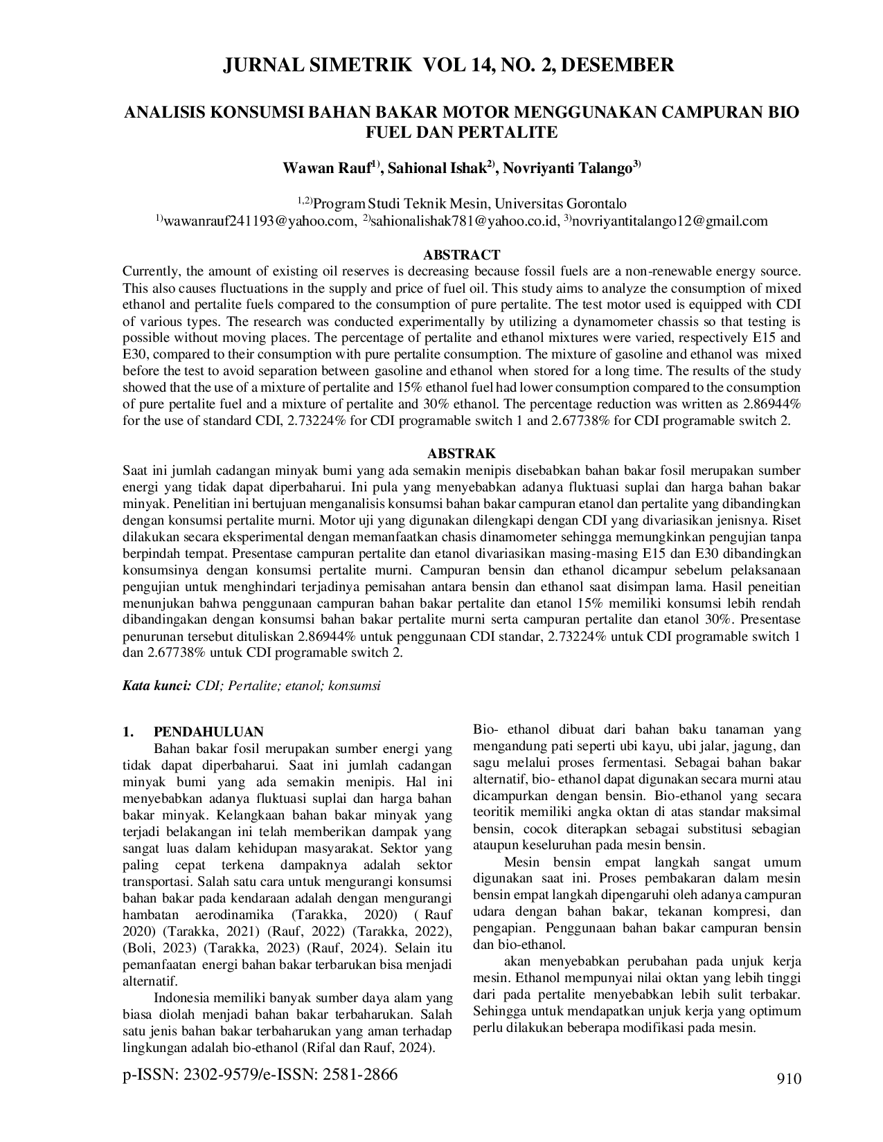 JURIS Analisis Konsumsi Bahan Bakar Motor Menggunakan Campuran Biofuel Dan Pertalite
