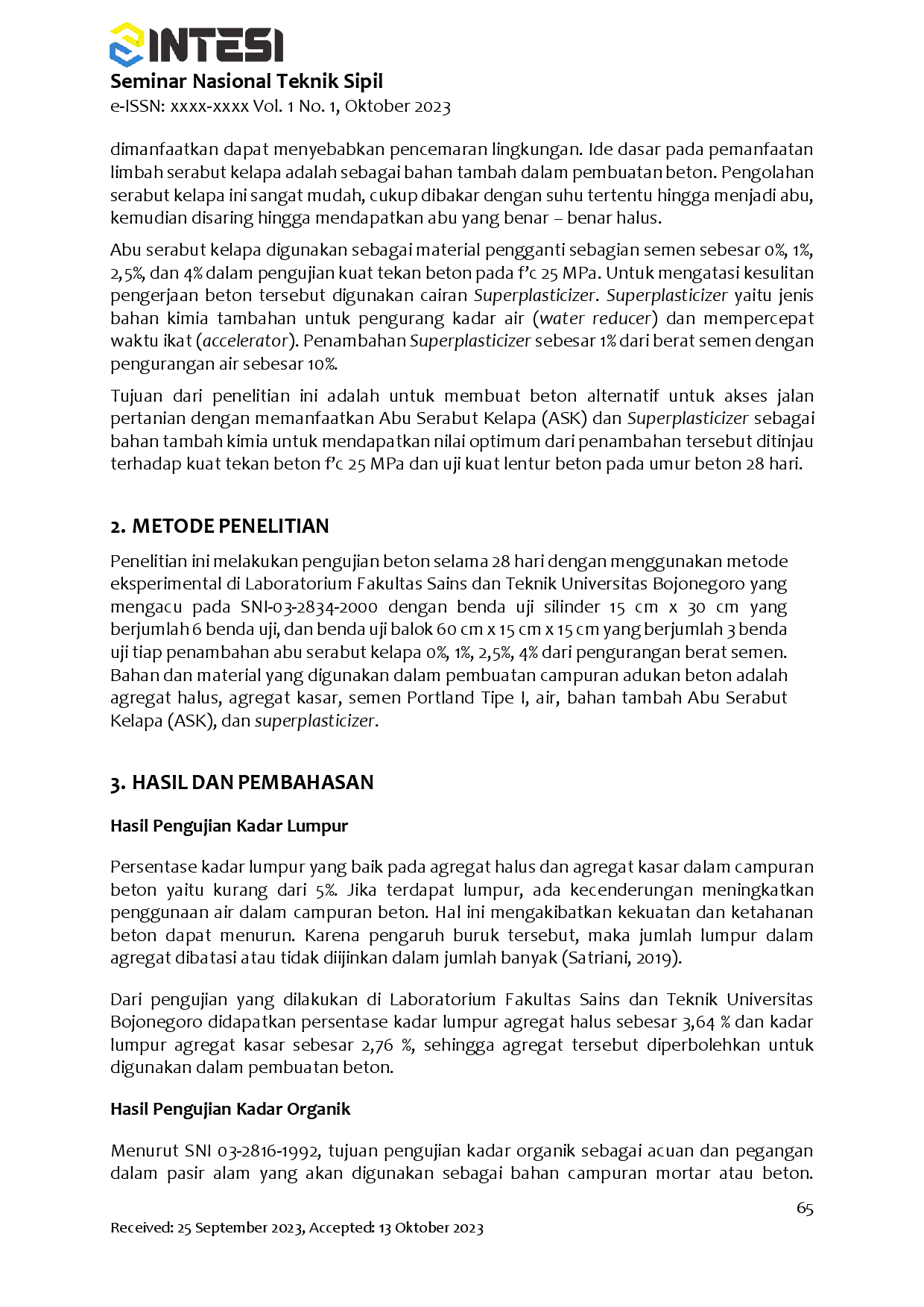 juris Pengaruh Penggunaan Abu Serabut Kelapa Substitusi Sebagian Semen dengan Penambahan Superplasticizer Terhadap Kuat Tekan dan Kuat Lentur Beton