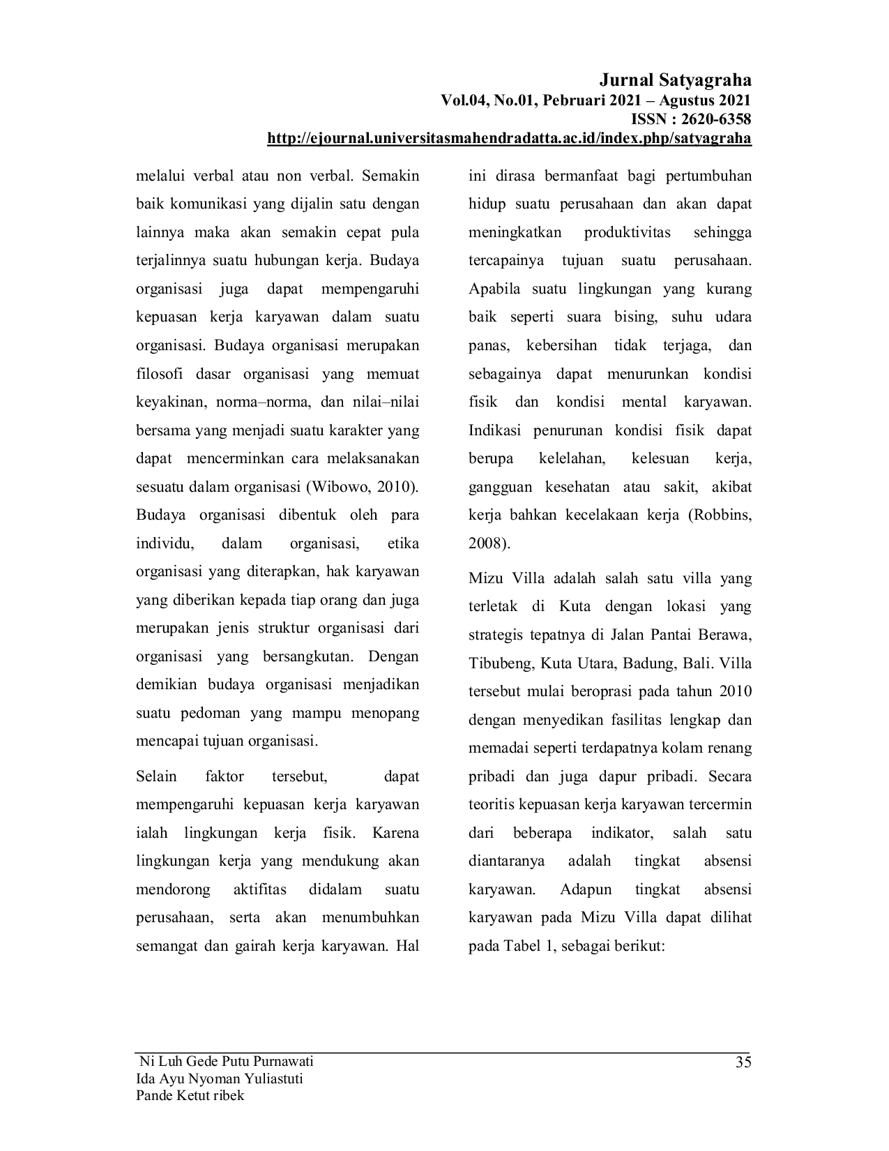 JURIS Pengaruh Komunikasi Budaya Organisasi Dan Lingkungan Kerja Terhadap Kepuasan Kerja Karyawan