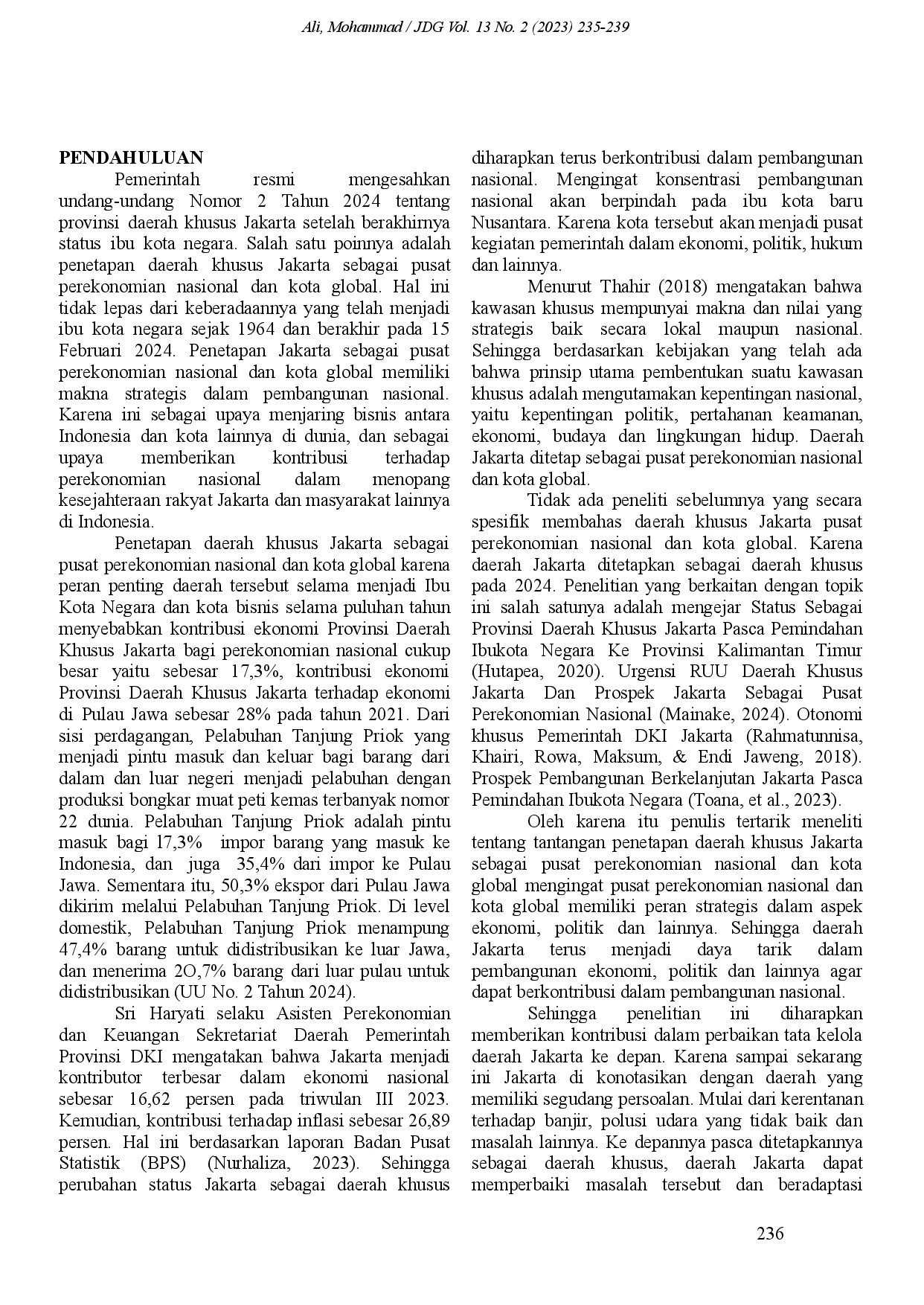 juris Tantangan Penetapan Daerah Khusus Jakarta sebagai Pusat Perekonomian Nasional dan Kota Global