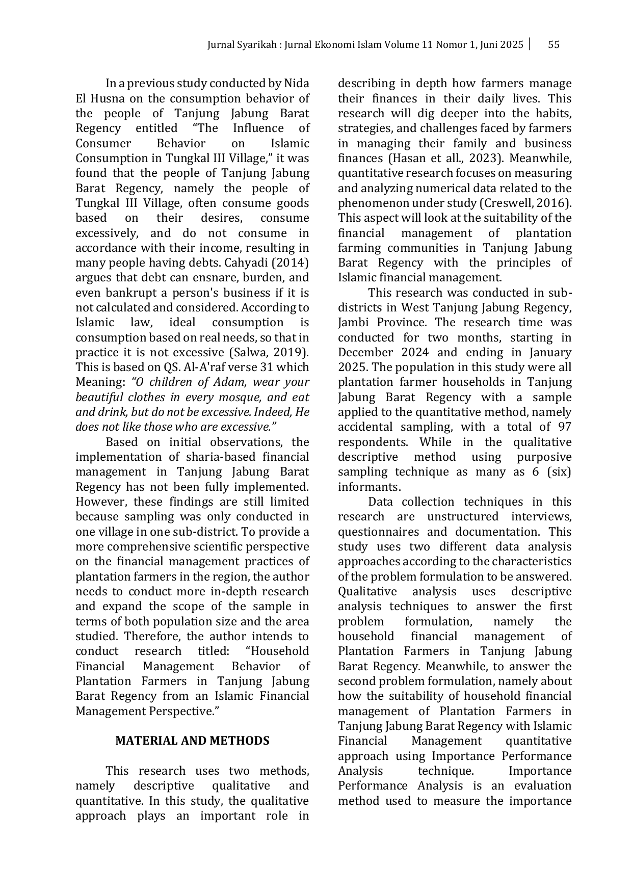 JURIS Financial Management Behavior of Plantation Farmer Households in Islamic Financial Management
