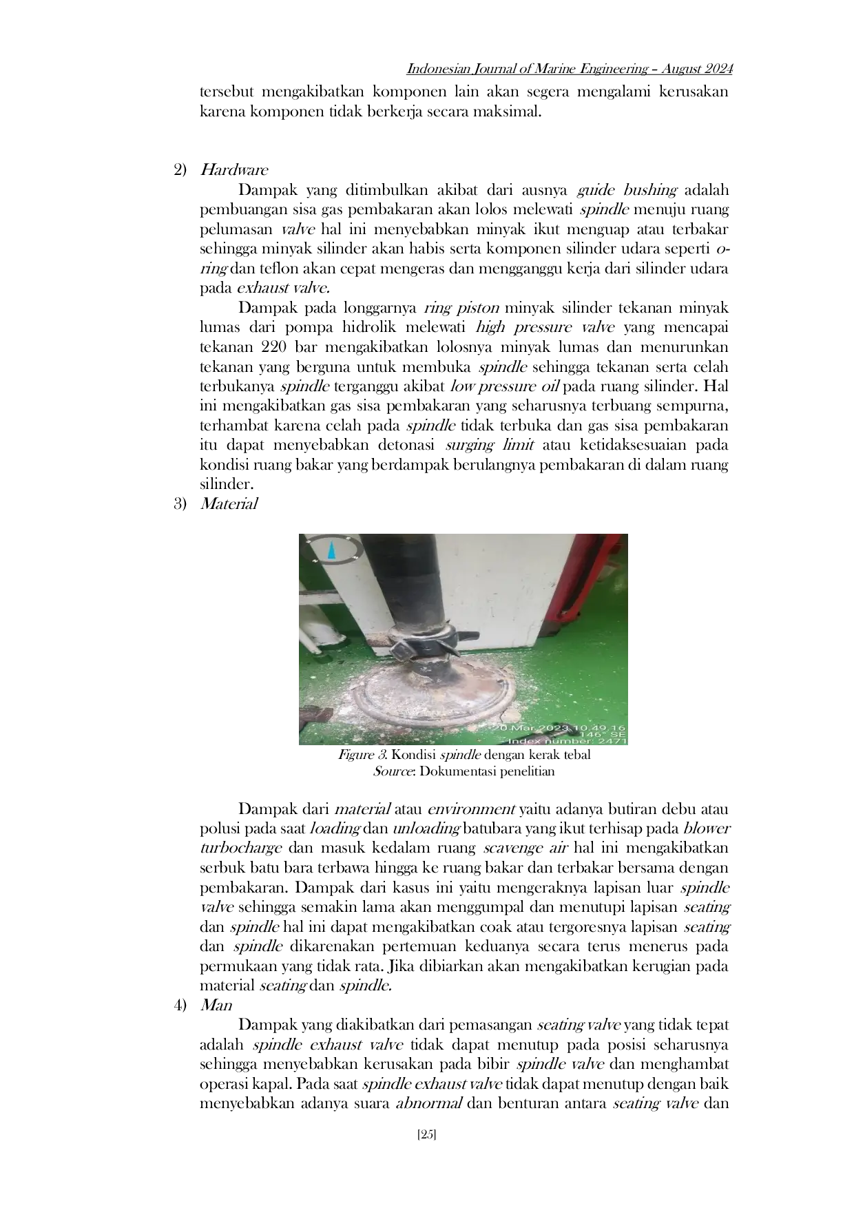 JURIS Optimalisasi Perawatan Seating Spindle Exhaust Valve Main Engine pada MV Lumoso Pratama