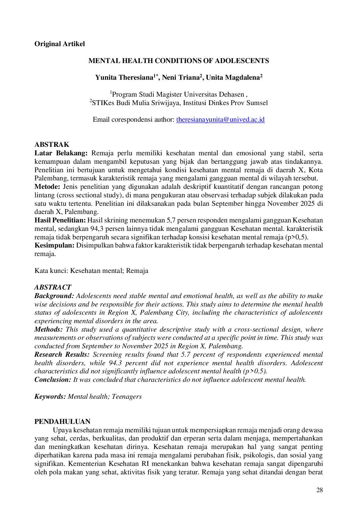 JURIS Mental Health Conditions of Adolescents