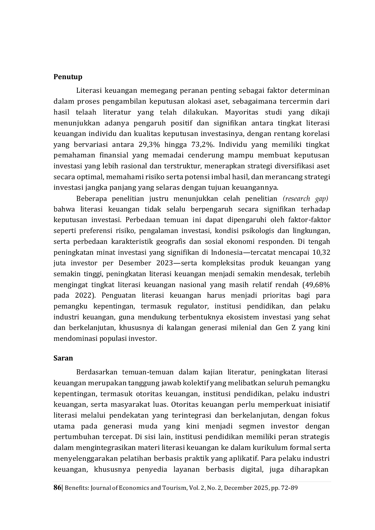 JURIS Financial Literacy as an Investment Decision A Literature Review Literasi Keuangan Sebagai Keputusan Investasi Studi Literature Review