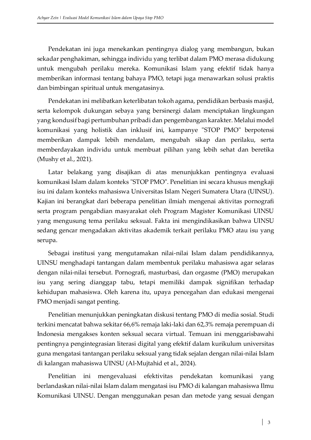 JURIS Evaluasi Model Komunikasi Islam dalam Upaya Stop PMO