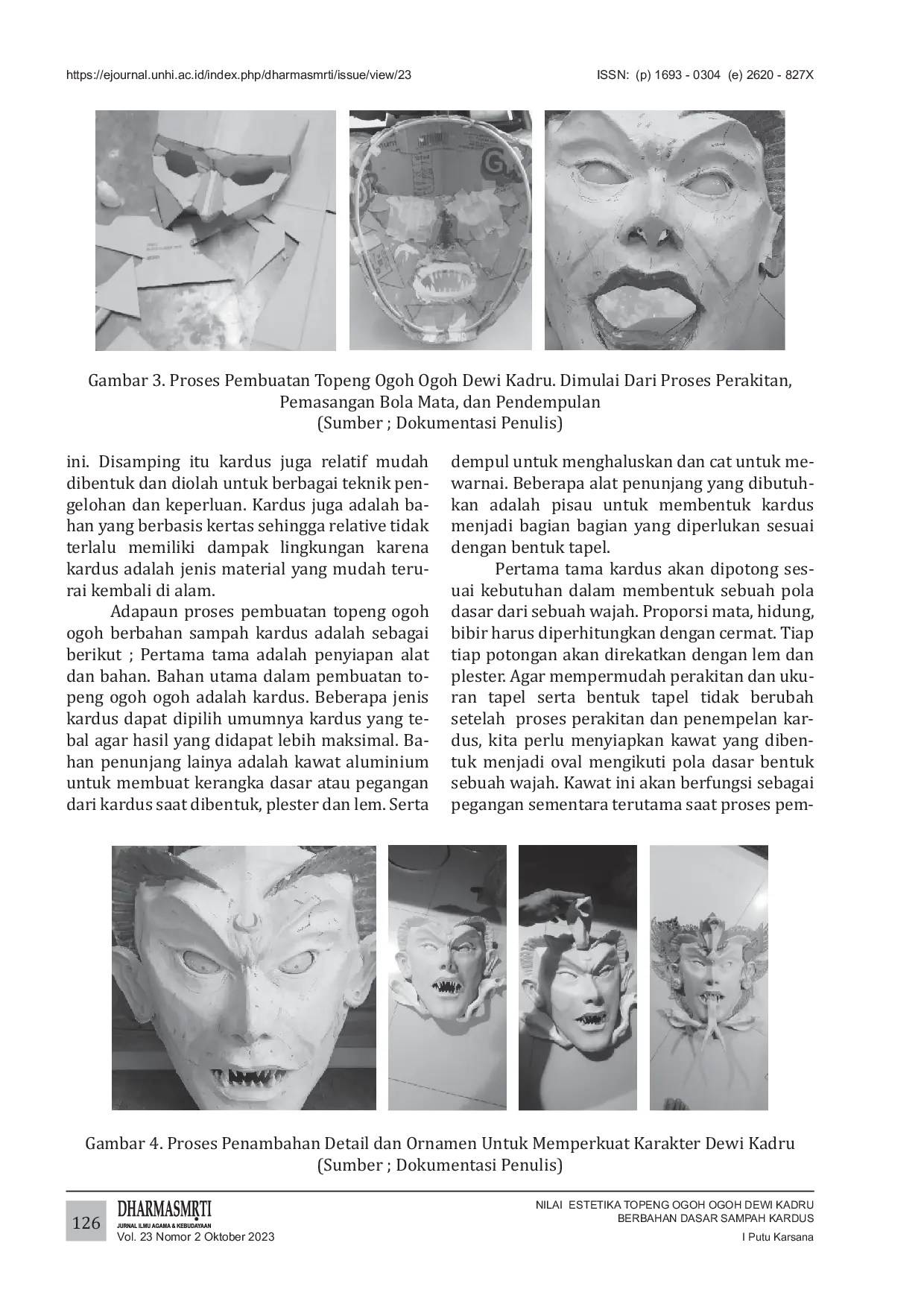 JURIS Nilai Estetika Topeng Ogoh Ogoh Dewi Kadru Berbahan Dasar Sampah Kardus