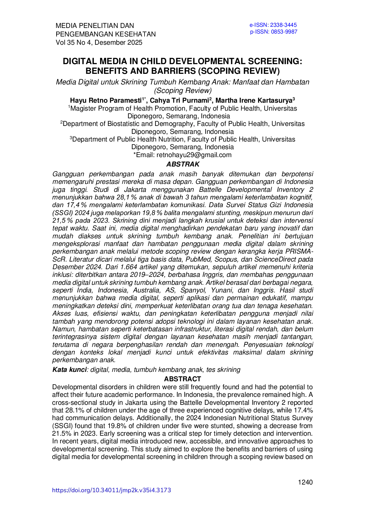 JURIS Digital Media For Child Developmental Screening Benefits And Barriers Scoping Review