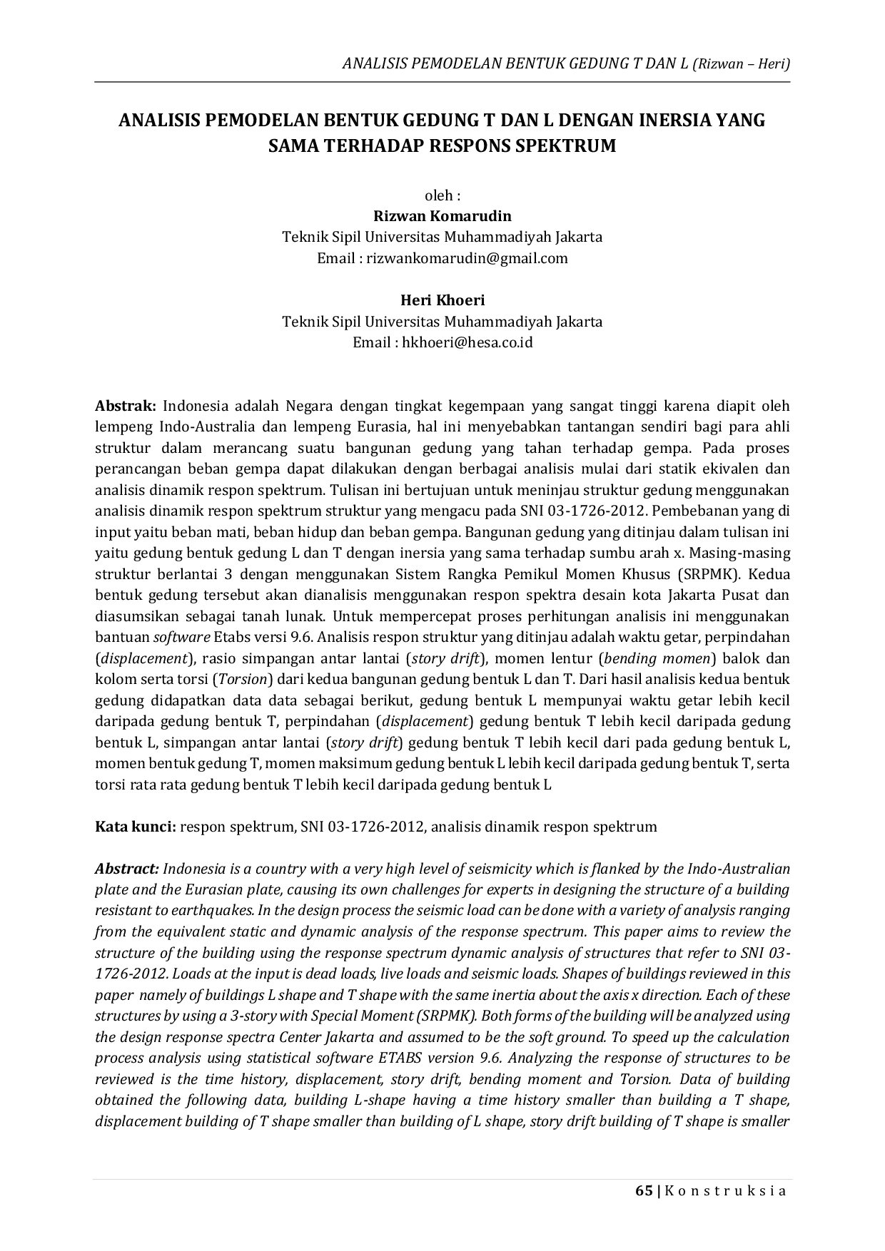 JURIS Analisis Pemodelan Bentuk Gedung T dan L Rizwan Heri