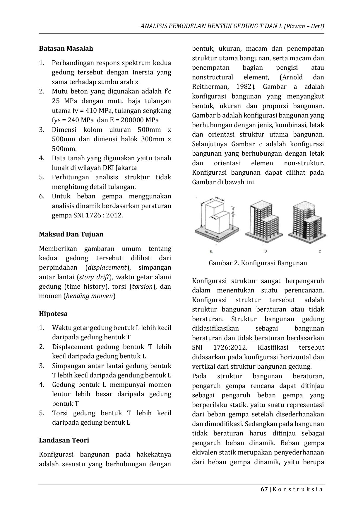 JURIS Analisis Pemodelan Bentuk Gedung T dan L Rizwan Heri