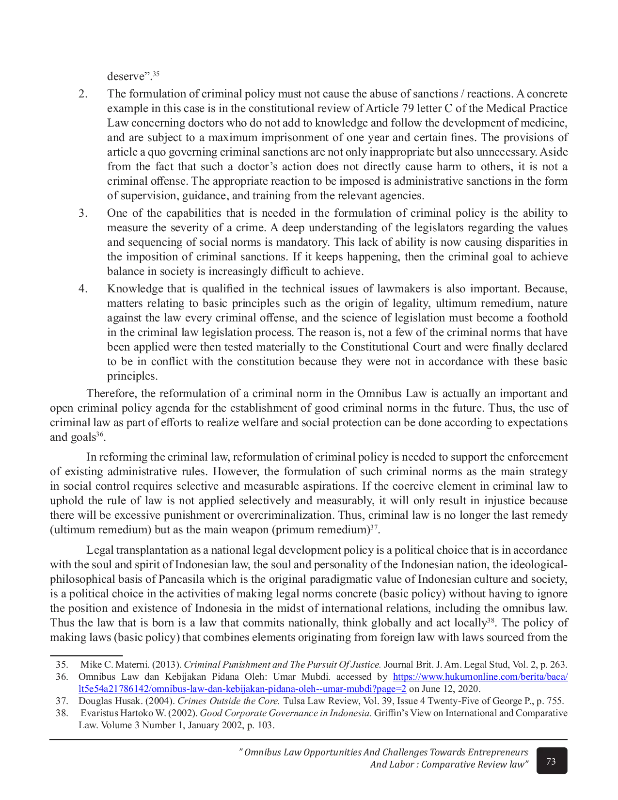 JURIS Omnibus Law Opportunities And Challenges Towards Entrepreneurs And Labor Comparative Review Law